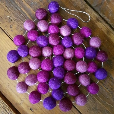 Felt Ball Garland ~ Purple