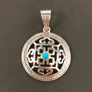 Mandala Pendant - Sterling Silver & Turquoise