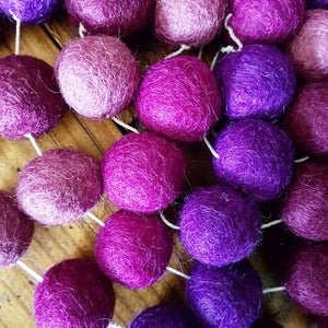 Felt Ball Garland ~ Purple